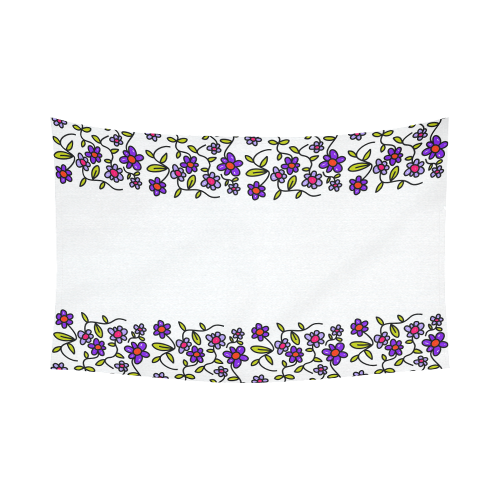 Floral Cotton Linen Wall Tapestry 90"x 60"