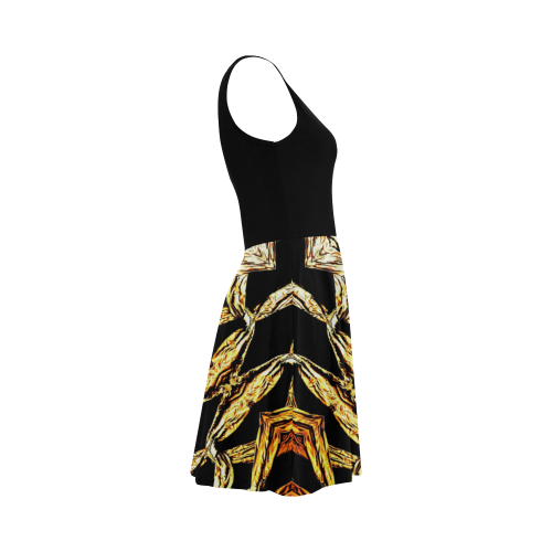 Elegant Oriental Pattern Black Gold Atalanta Sundress (Model D04)
