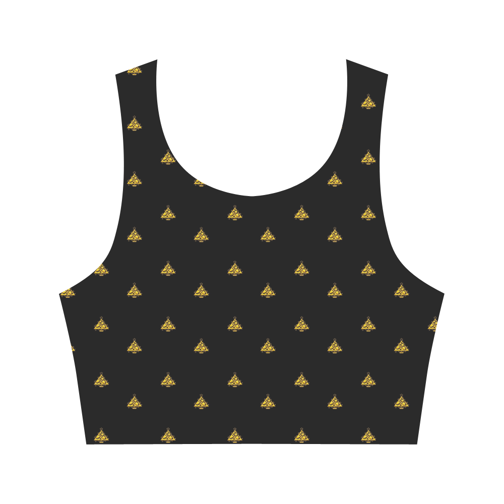 Gold Christmas Tree with Star Women's Crop Top (Model T42)