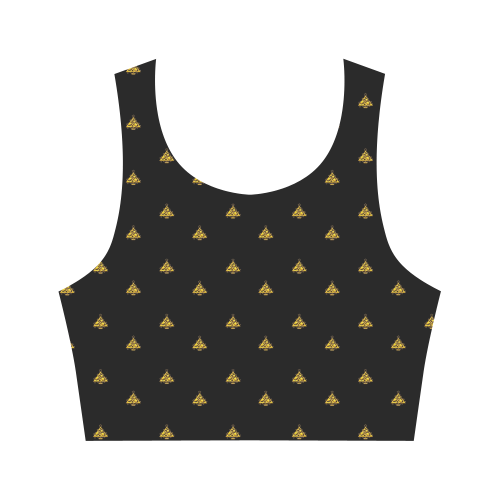 Gold Christmas Tree with Star Women's Crop Top (Model T42)