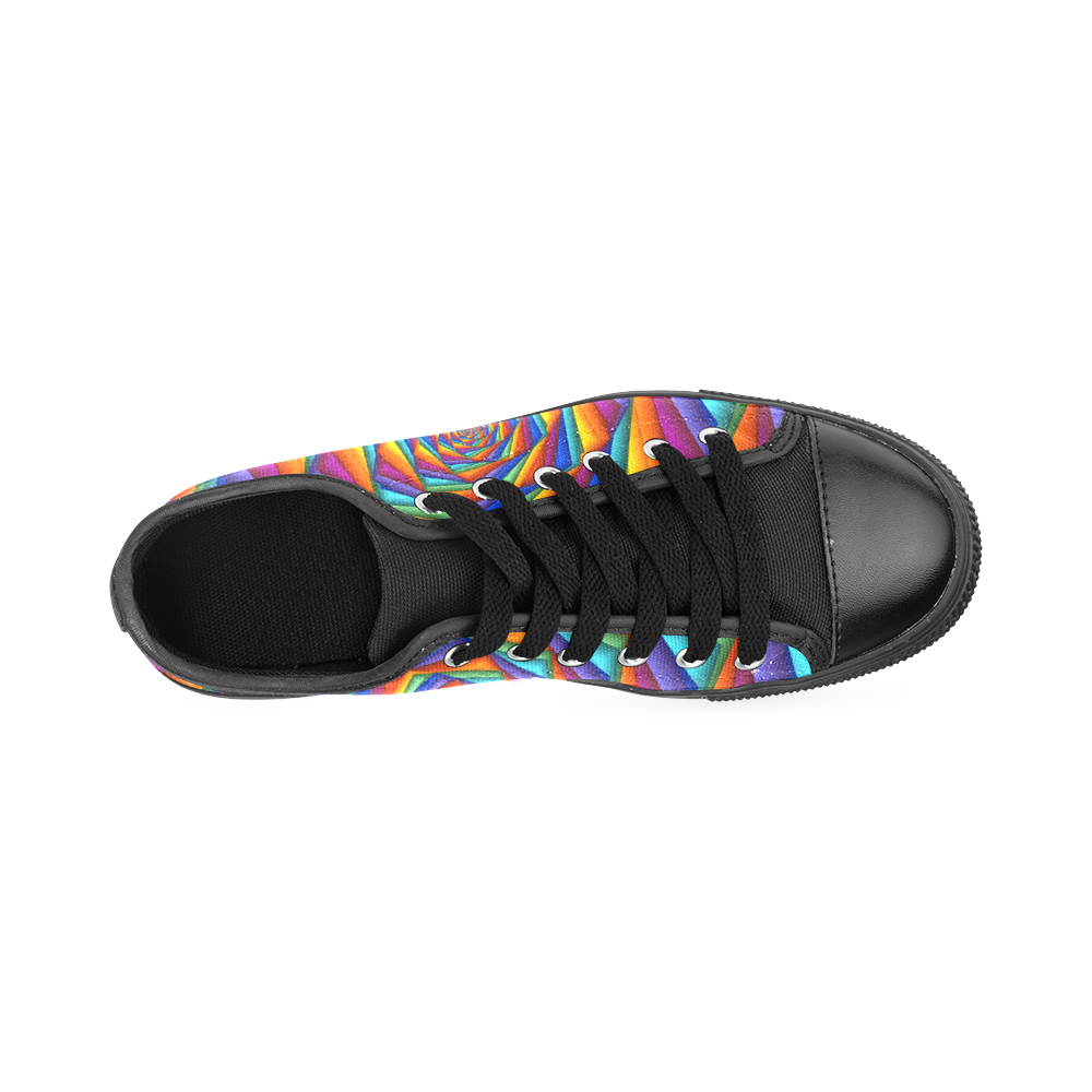 Psychedelic Rainbow Spiral Fractal Men's Classic Canvas Shoes/Large Size (Model 018)