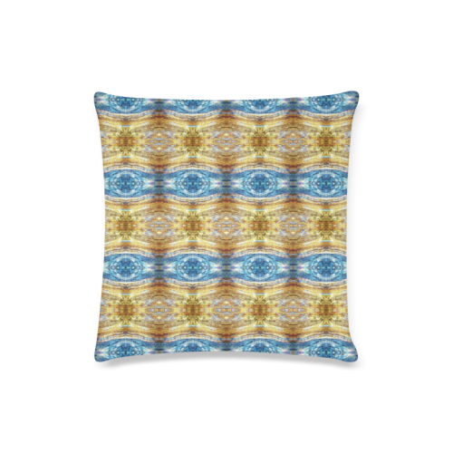 Gold and Blue Elegant Pattern Custom Zippered Pillow Case 16"x16"(Twin Sides)