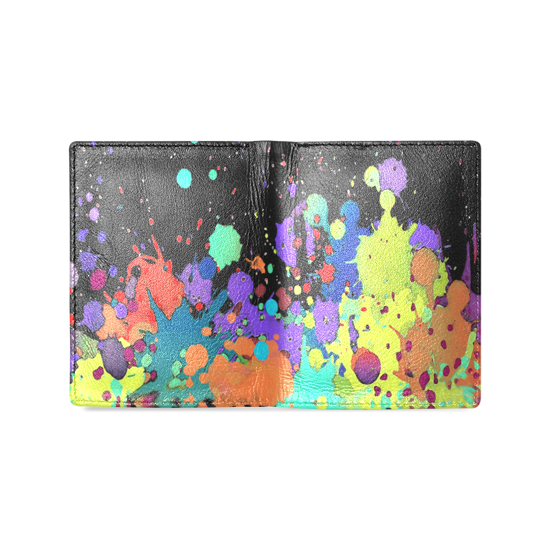 CRAZY multicolored SPLASHES / SPLATTER / SPRINKLE Men's Leather Wallet (Model 1612)