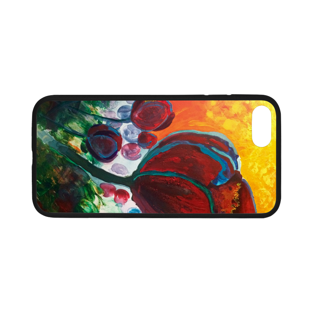 Blue High Tulips on Fire Rubber Case for iPhone 7 4.7”