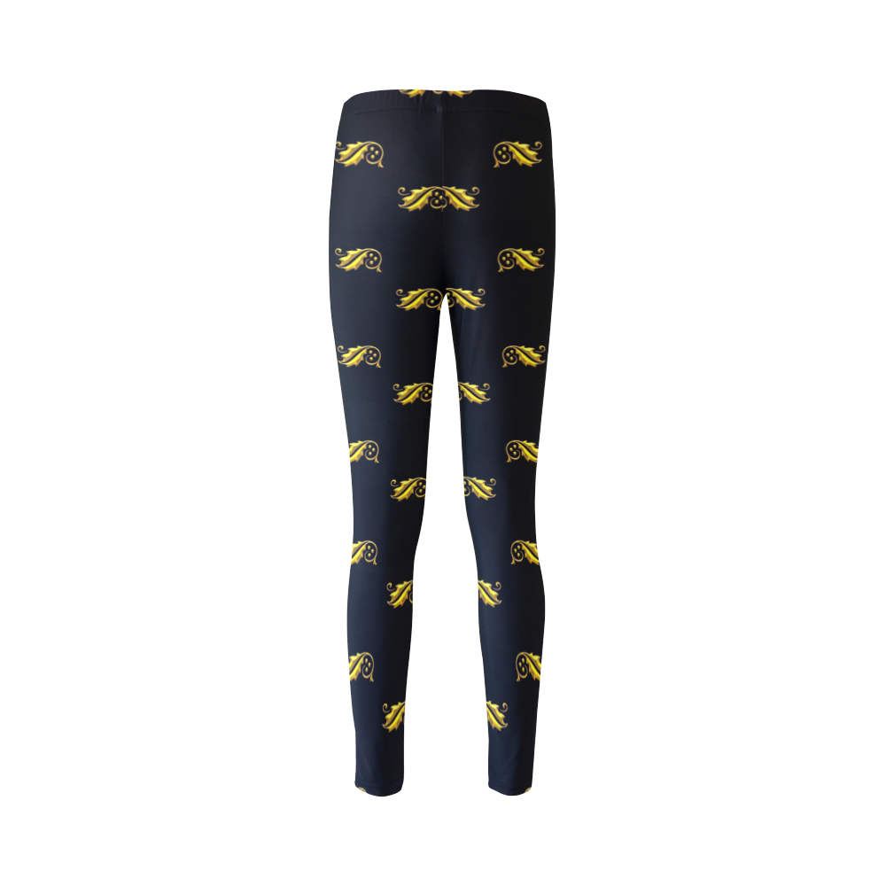 Holiday: Gold Holly Leaves & Berries Cassandra Women's Leggings (Model L01)