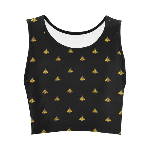 Gold Christmas Tree with Star Women's Crop Top (Model T42)