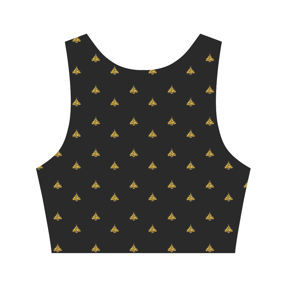 Gold Christmas Tree with Star Women's Crop Top (Model T42)