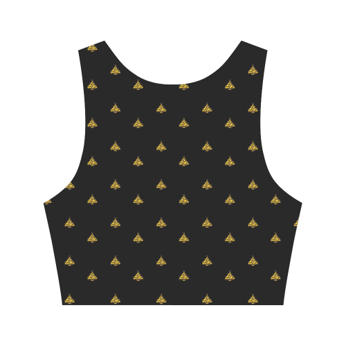 Gold Christmas Tree with Star Women's Crop Top (Model T42)