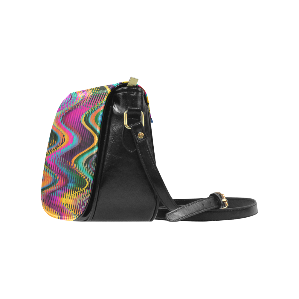 WAVES DISTORTION chevrons multicolored Classic Saddle Bag/Large (Model 1648)