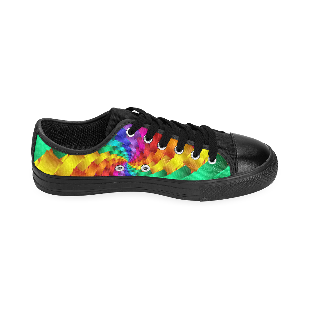 Psychedelic Rainbow Spiral Fractal Men's Classic Canvas Shoes/Large Size (Model 018)