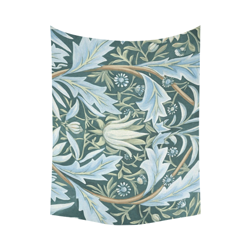 William Morris Blue Green Floral Cotton Linen Wall Tapestry 80"x 60