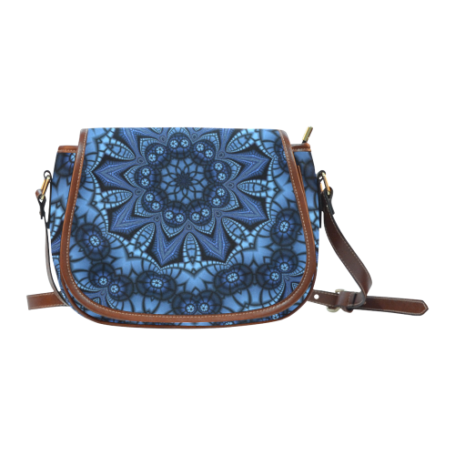 blue fractal Saddle Bag/Small (Model 1649) Full Customization