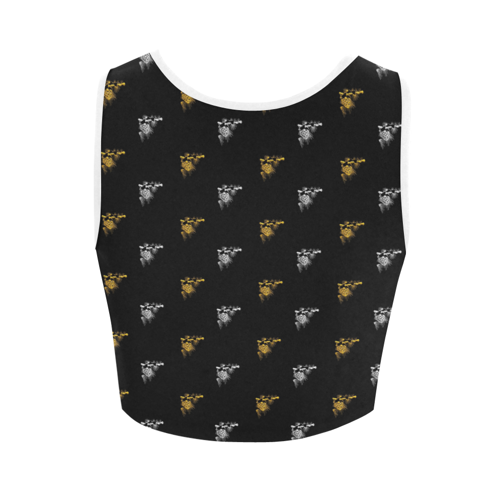 Gold & Silver Pinecones & Branches Women's Crop Top (Model T42)