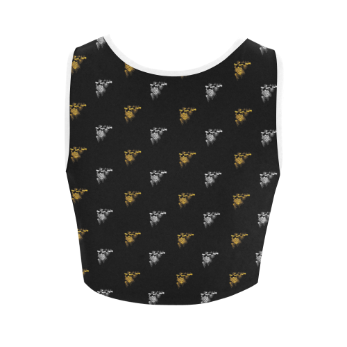 Gold & Silver Pinecones & Branches Women's Crop Top (Model T42)