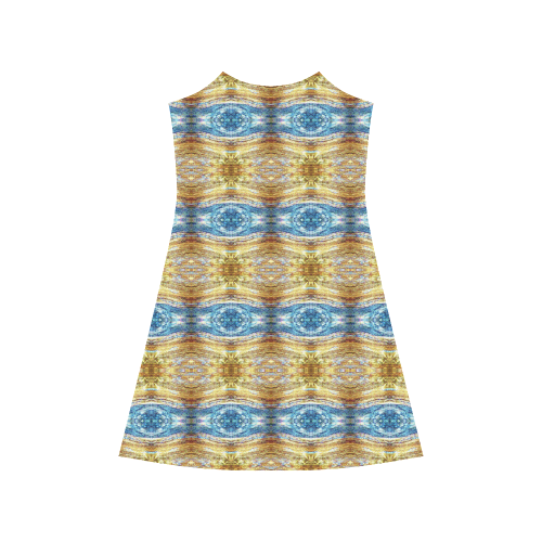 Gold and Blue Elegant Pattern Alcestis Slip Dress (Model D05)