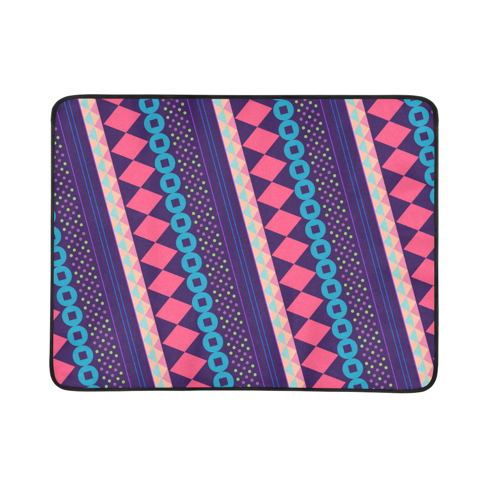 Purple and Pink Retro Geometric Pattern Beach Mat 78"x 60"