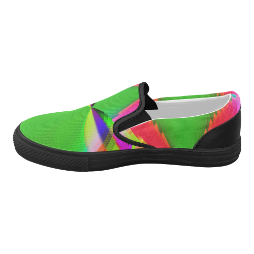 Colorful Abstract Butterfly with Flower Women's Slip-on Canvas Shoes (Model 019)