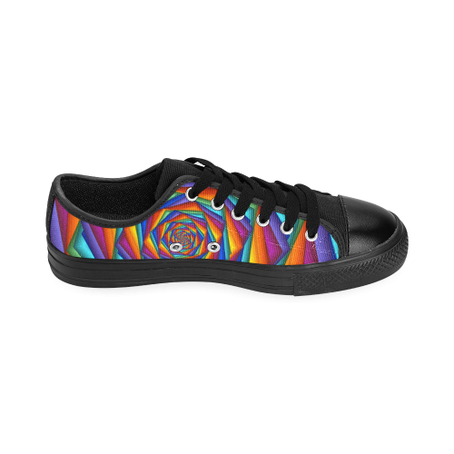 Psychedelic Rainbow Spiral Fractal Men's Classic Canvas Shoes/Large Size (Model 018)