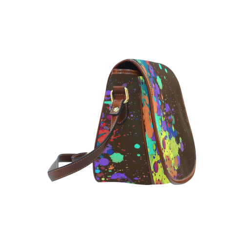 CRAZY multicolored SPLASHES / SPLATTER / SPRINKLE Saddle Bag/Large (Model 1649)