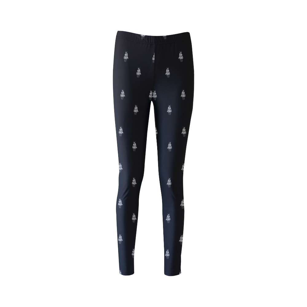 Silver Christmas Trees with Candles Cassandra Women's Leggings (Model L01)