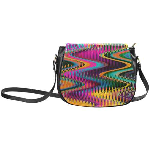 WAVES DISTORTION chevrons multicolored Classic Saddle Bag/Large (Model 1648)