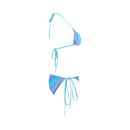 blue and pink feathers Custom Bikini Swimsuit