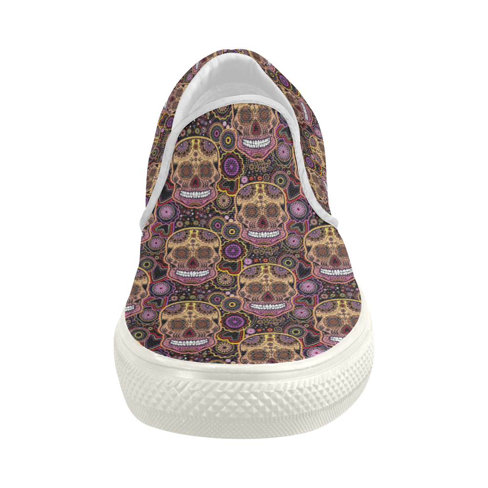 candy sugar skull Women's Slip-on Canvas Shoes (Model 019)