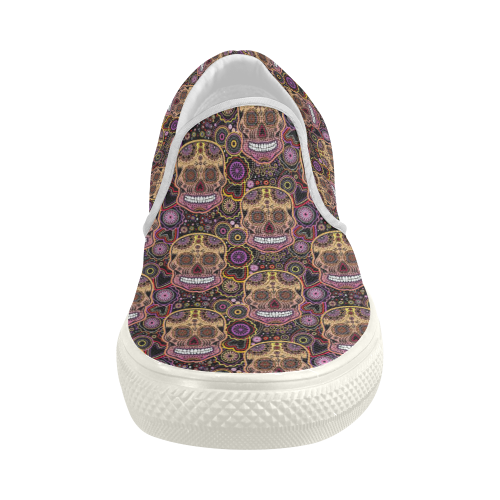 candy sugar skull Women's Slip-on Canvas Shoes (Model 019)