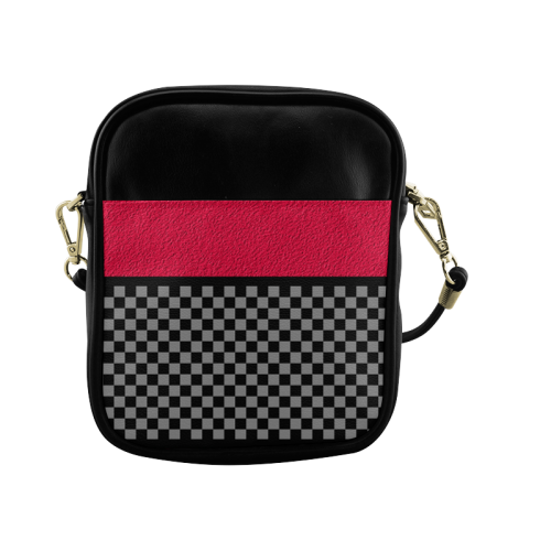 Crimson with Checkered Pattern Sling Bag (Model 1627)