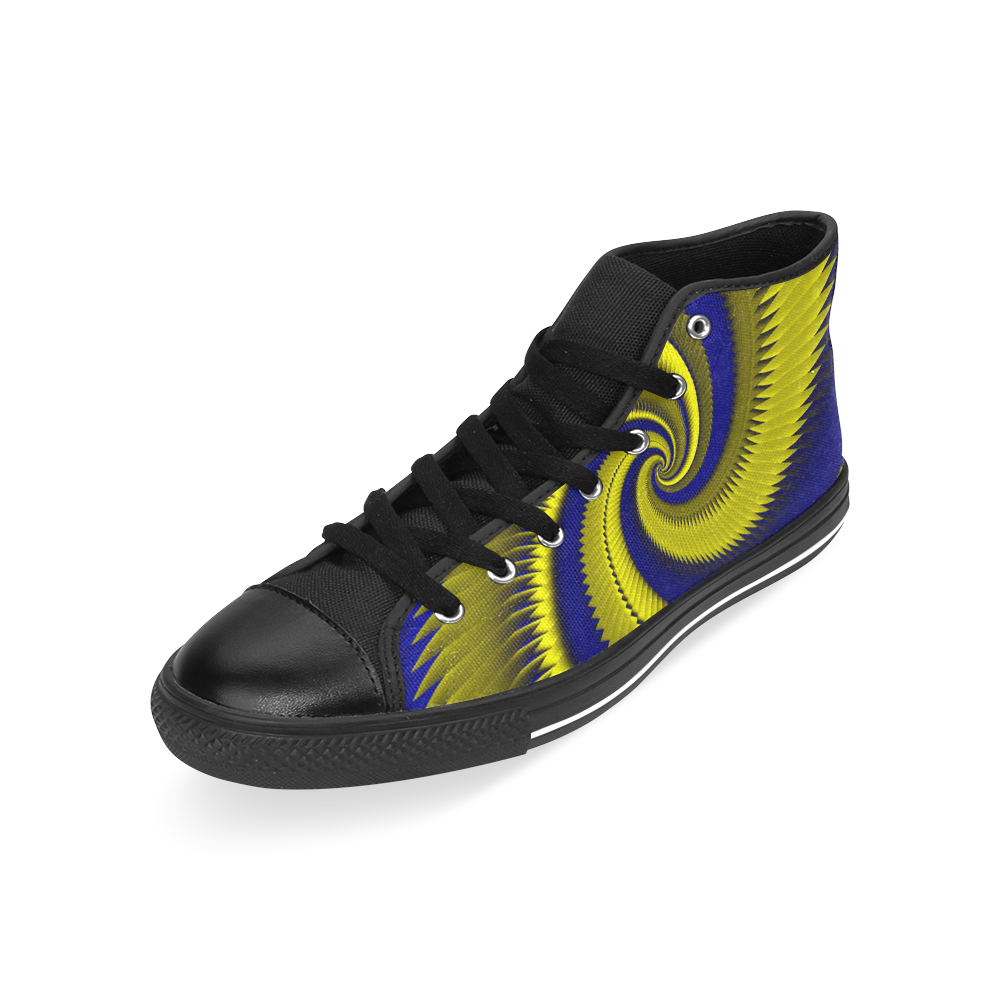 Blue Gold Dragon Scales Spiral Men’s Classic High Top Canvas Shoes /Large Size (Model 017)