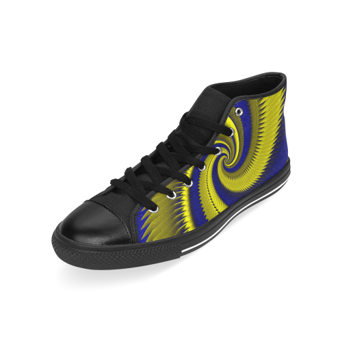 Blue Gold Dragon Scales Spiral Men’s Classic High Top Canvas Shoes /Large Size (Model 017)