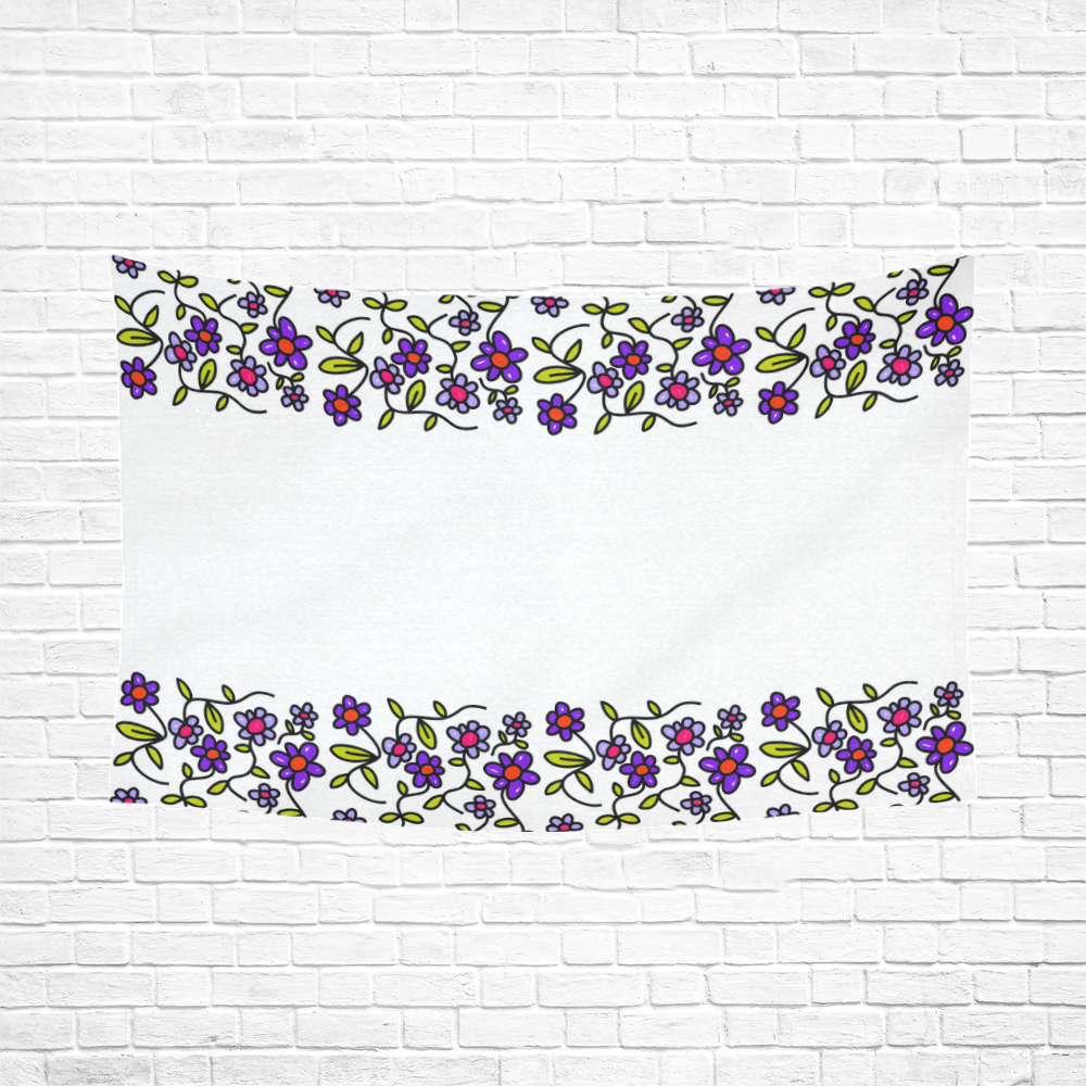 Floral Cotton Linen Wall Tapestry 90"x 60"