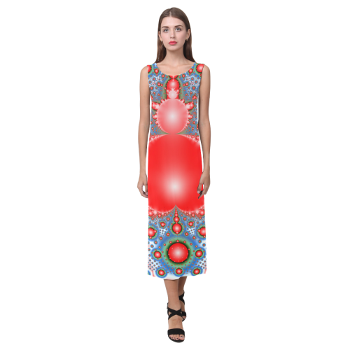Polka dot - Dot Fractal - funny dots Phaedra Sleeveless Open Fork Long Dress (Model D08)