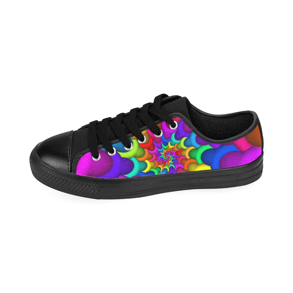 Psychedelic Rainbow Spiral Fractal Men's Classic Canvas Shoes/Large Size (Model 018)