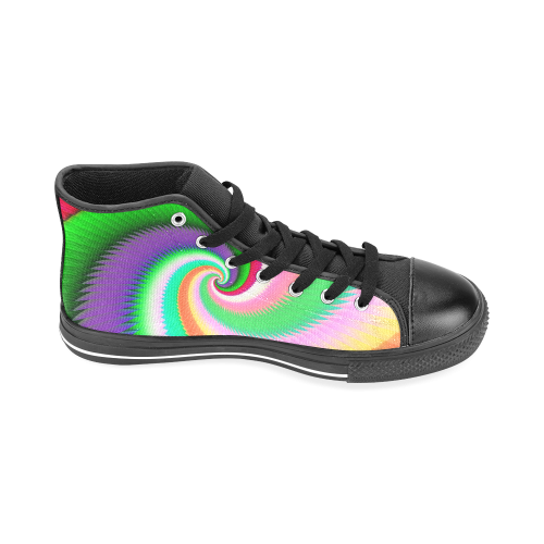 Colorful Spiral Dragon Scales Men’s Classic High Top Canvas Shoes /Large Size (Model 017)