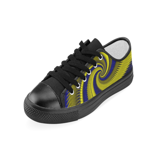 Blue Gold Dragon Scales Spiral Women's Classic Canvas Shoes (Model 018)