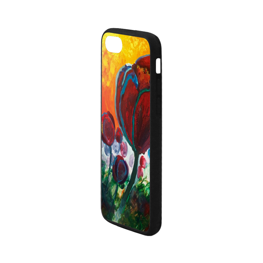 Blue High Tulips on Fire Rubber Case for iPhone 7 4.7”