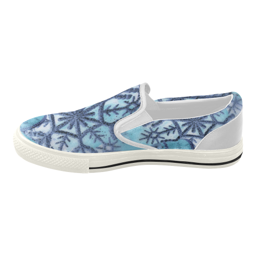 Icy snowflake by Martina Webster Women's Slip-on Canvas Shoes (Model 019)