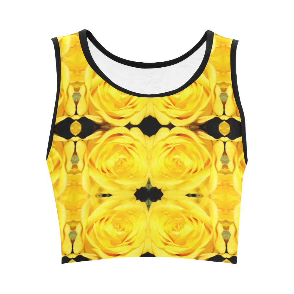 Flowers: Yellow Roses Women's Crop Top (Model T42)