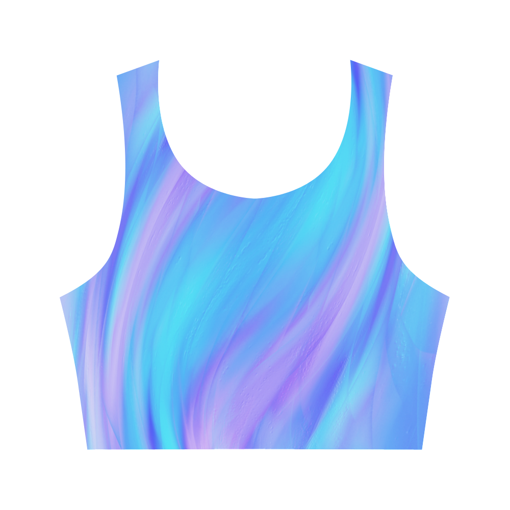 blue and pink feathers Women's Crop Top (Model T42)