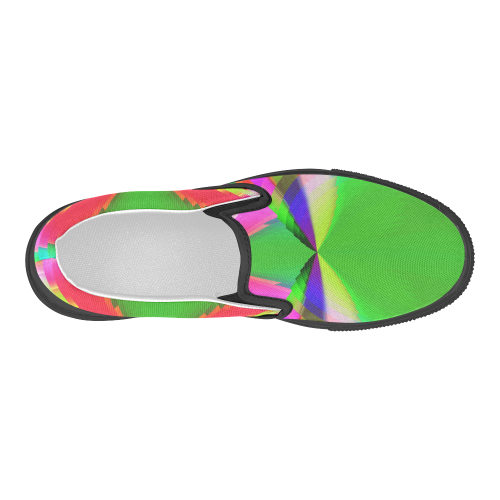 Colorful Abstract Butterfly with Flower Women's Slip-on Canvas Shoes (Model 019)