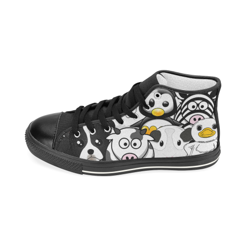 Black and White Animals by ArtformDesigns Men’s Classic High Top Canvas Shoes (Model 017)