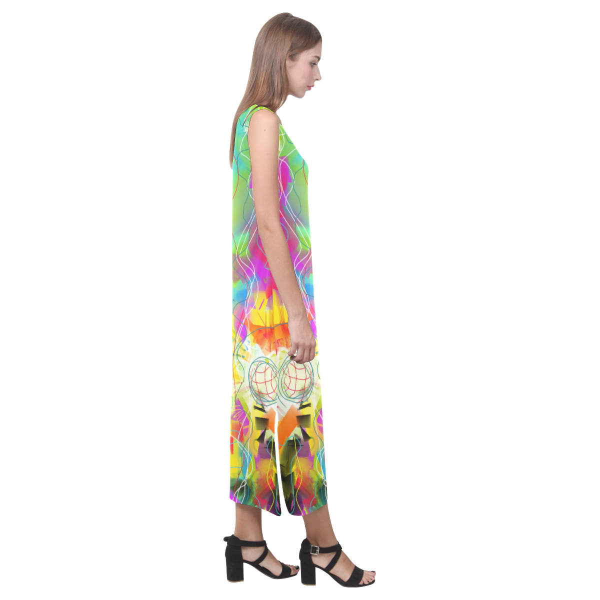 Abstraction for Her Phaedra Sleeveless Open Fork Long Dress (Model D08)