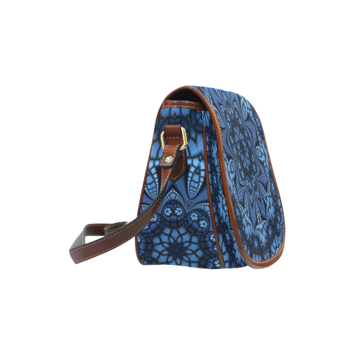 blue fractal Saddle Bag/Small (Model 1649) Full Customization