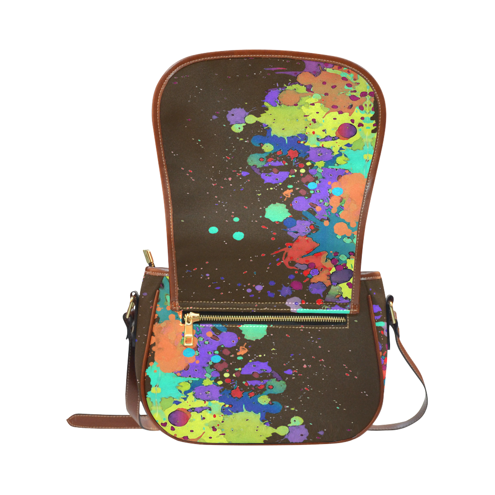 CRAZY multicolored SPLASHES / SPLATTER / SPRINKLE Saddle Bag/Large (Model 1649)