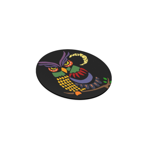 Artistic Owl and Moon Abstract Round Coaster