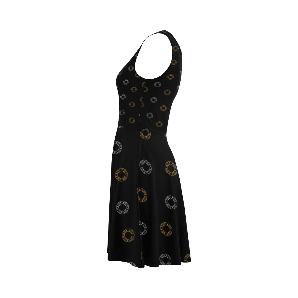 Christmas: Gold & Silver Wreaths on Black Atalanta Sundress (Model D04)