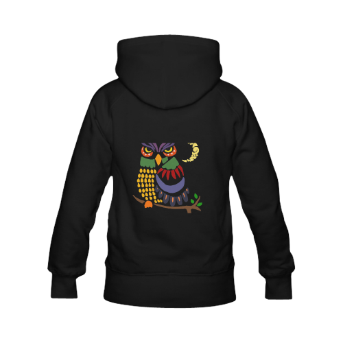 Cool Artistic owl and Moon Abstract Art Women's Classic Hoodies (Model H07)