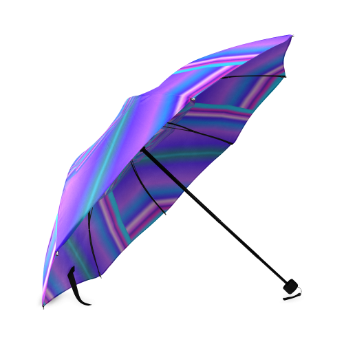 Quilt Blau Lila Streifen Foldable Umbrella (Model U01)