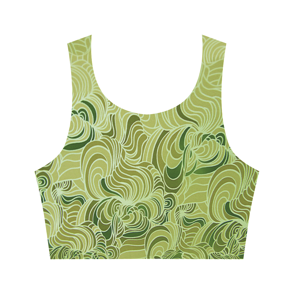 Green doodle drawing tones Women's Crop Top (Model T42)